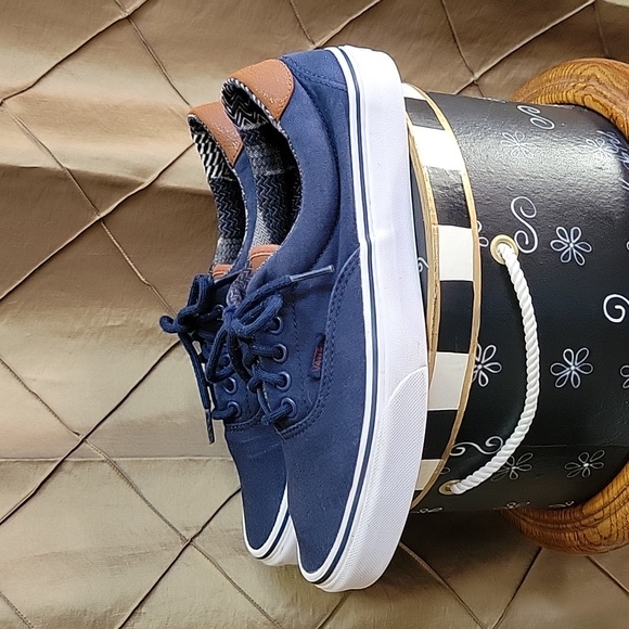 EUC- Vans ‘Era 59’ Unisex Dress Blue Canvas & Leather Boat Shoe / Sneaker - Picture 3 of 7